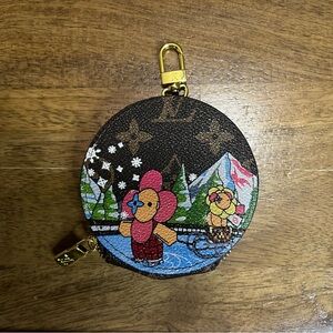 Louis Vuitton Black Monogram Coin Pouch with Floral Print